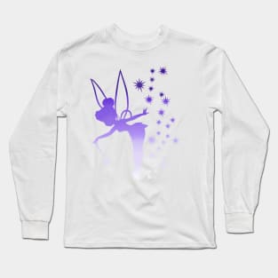 Purple Tinkerbell Ombre Sillhouette Long Sleeve T-Shirt